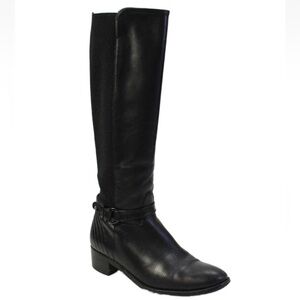 Aquatalia ORSO Italian stretch Black Leather Knee-High Boots